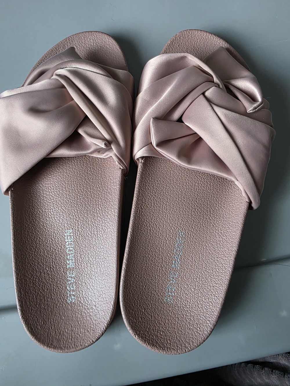 Steve Madden Blush Satin Knot Slide Sandals